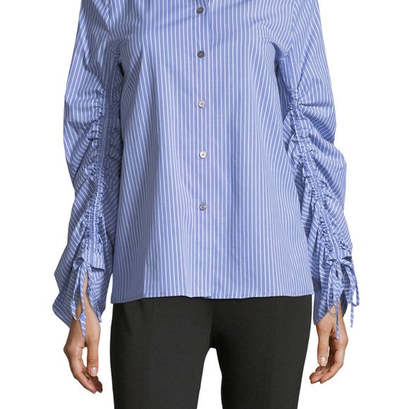 Vince Camuto NEW Button-Front Long Sleeves Blouse Top Shirt Cotton NWT Women's L - Picture 2 of 8